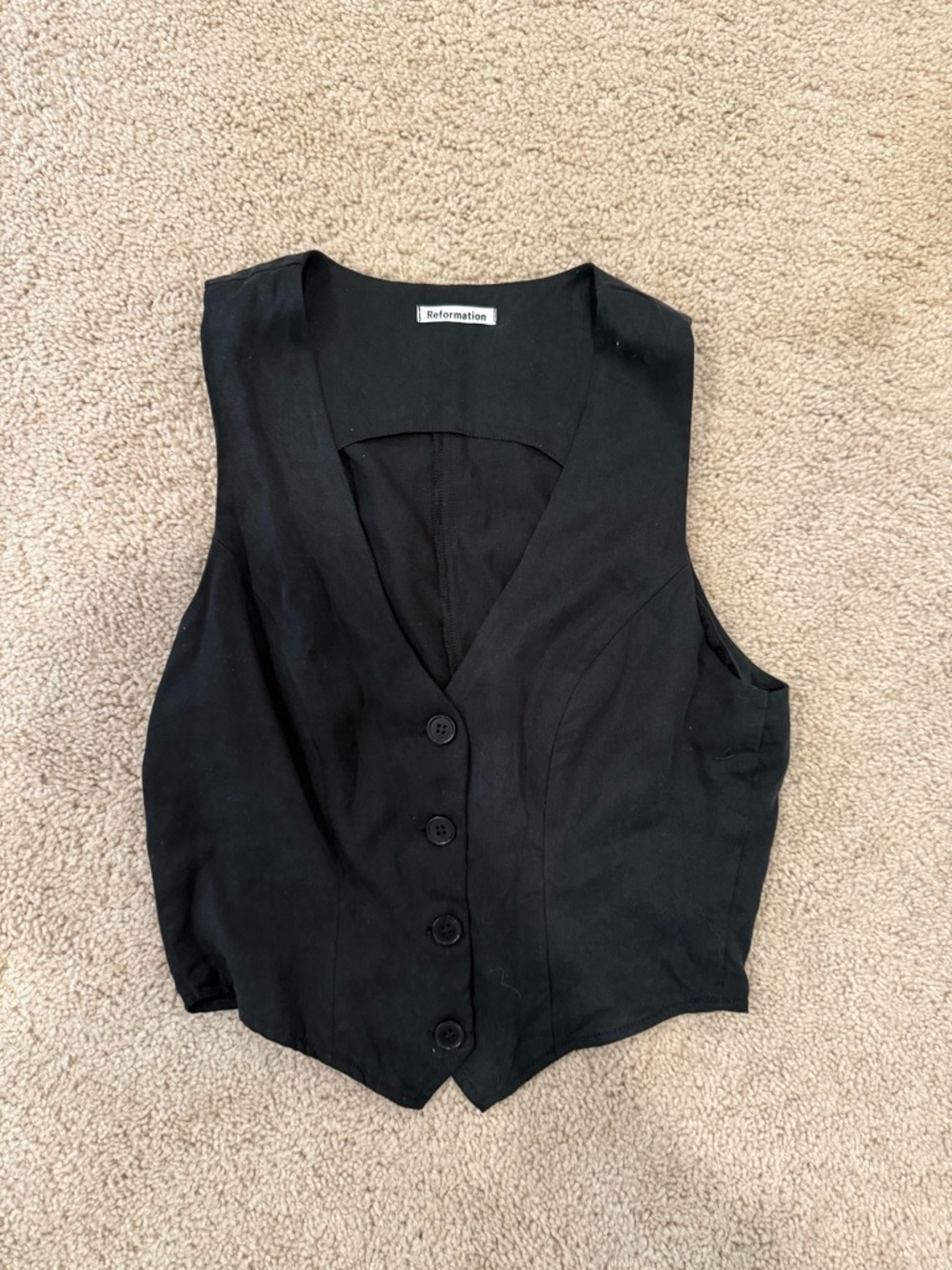 Reformation Black Button-Front Vest